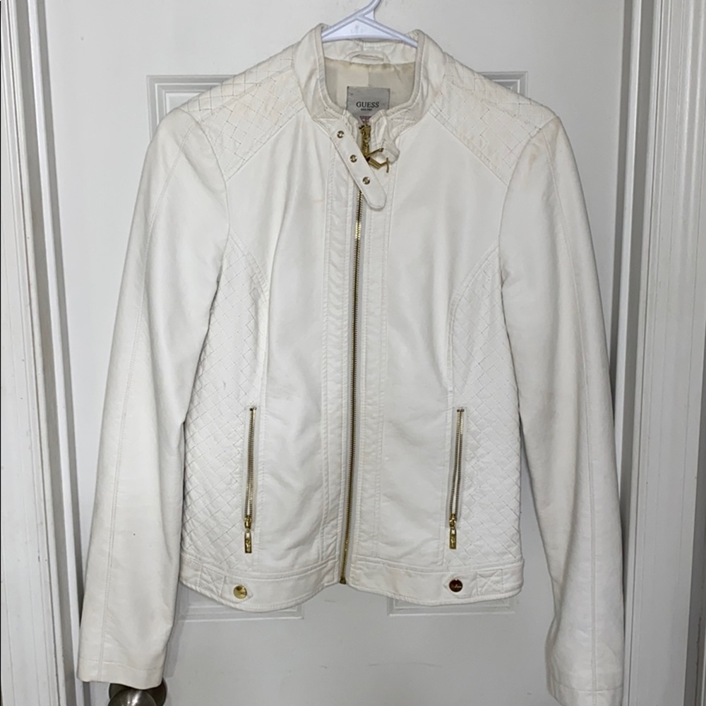 COPY - Guess white leather jacket